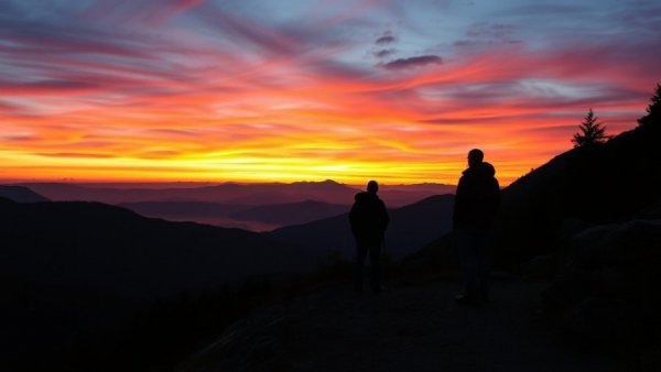Finale Ligure treks: silhouettes of hikers at sunset.