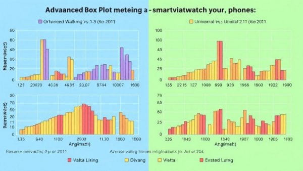 Box plots comparing advanced walking metrics from smartwatch and phone data.