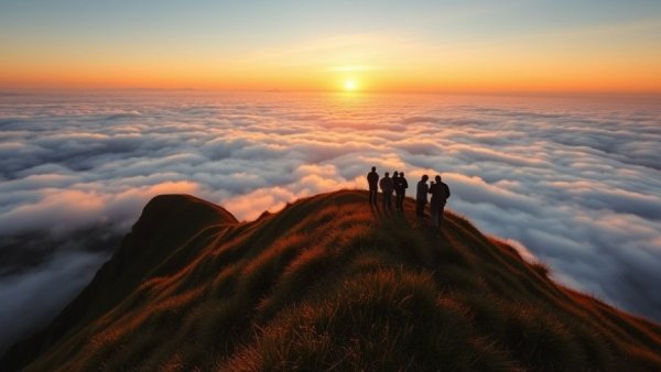 Stunning sunrise at Dong Cao Plateau with misty clouds.
