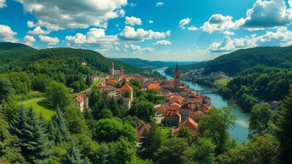 Green experiences in Germany: A scenic view of a town surrounded by lush nature.