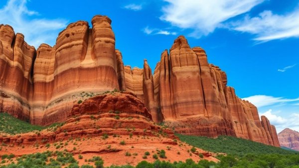 Scenic view of Utah national parks with towering red cliffs