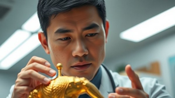 Asian doctor examines acupuncture model, highlighting China health tourism market growth.