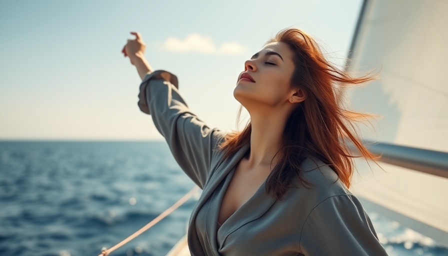 Woman enjoying sailing on boat with sustainable sailing tips in mind.