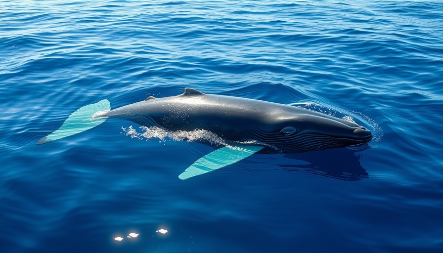 Close-up of a whale in the ocean, highlighting sustainable ocean travel.