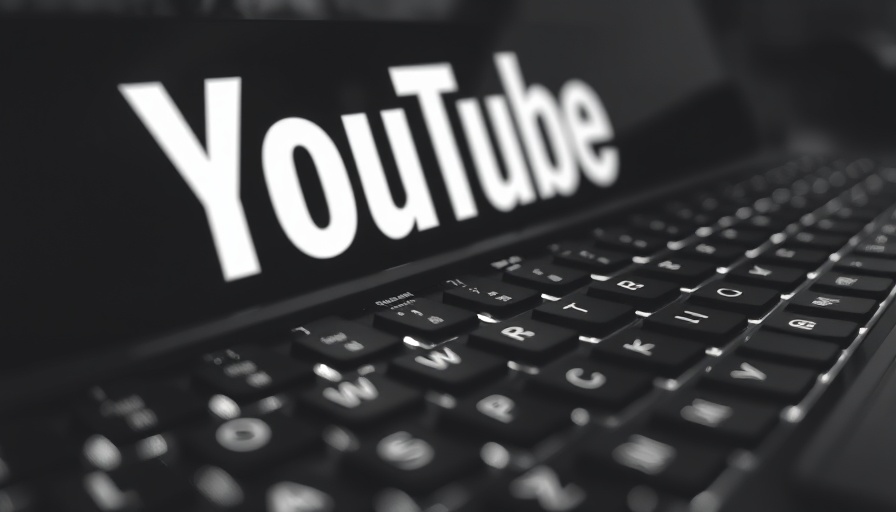 YouTube logo with glowing keyboard highlights tech in podcasting.