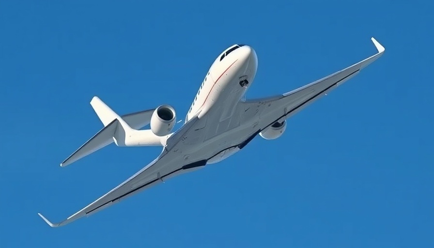 Airplane flying under clear blue skies, Alaska airports sustainable travel.