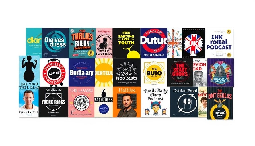 Top UK Podcasts in the US with vibrant covers and rankings.