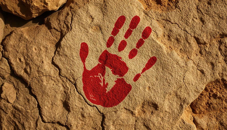Hidden Hands Cave Laos prehistoric art handprint on stone.
