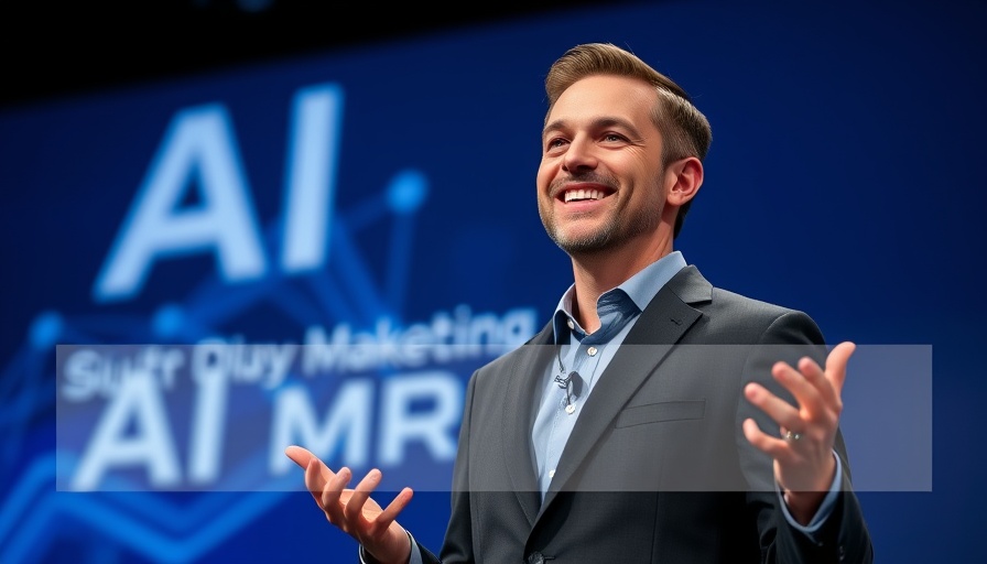 AI marketing strategy speaker presentation banner with smiling man.
