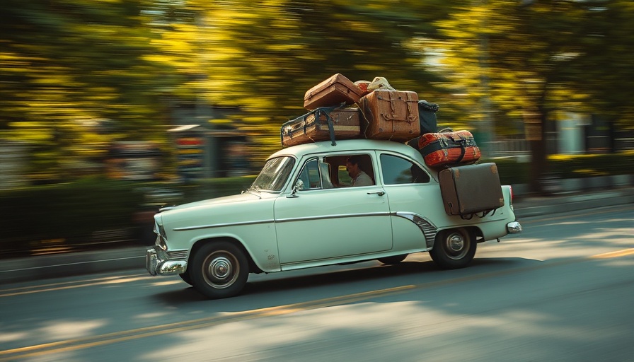 Podcast Data Insights concept with a speeding vintage car symbolizing rapid information.