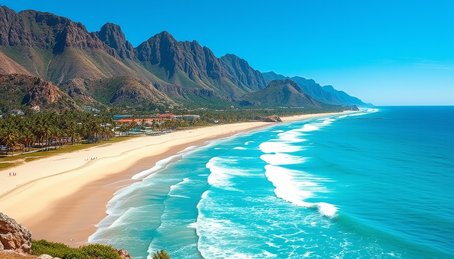 Stunning view of Tenerife beach with mountains and ocean.