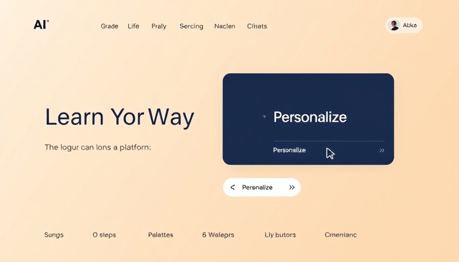AI learning platform interface featuring personalization options and icons.