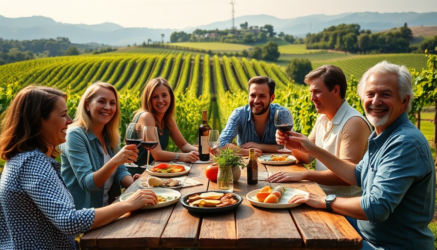 European wine tourism experience in a vineyard setting.