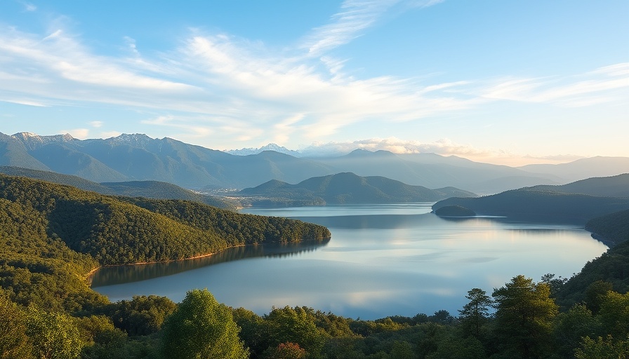 Serene landscape with mountains and lake, representing authenticity in travel.