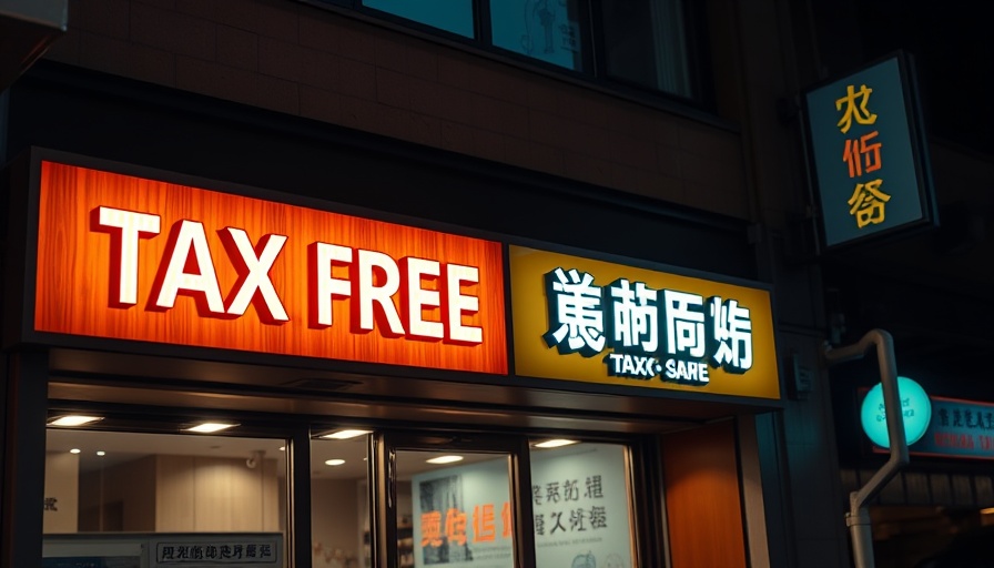 Bright tax-free sign in China highlighting tax refunds.
