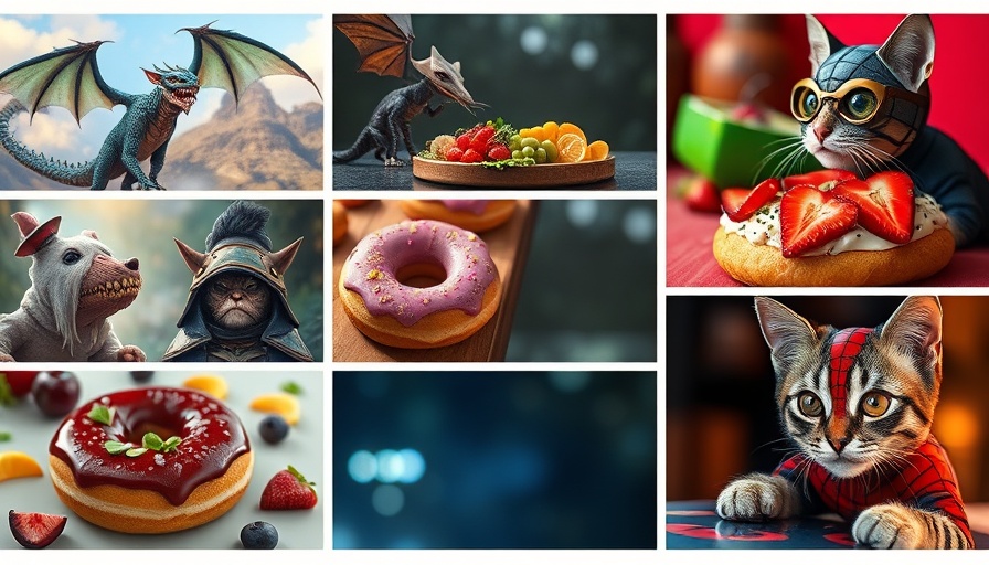 Eclectic grid showcasing collaborative image generation with AI.