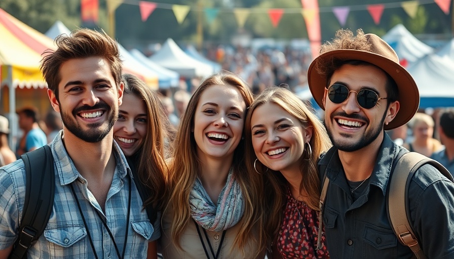Group of friends enjoying a festival in St. Louis, vibrant atmosphere.
