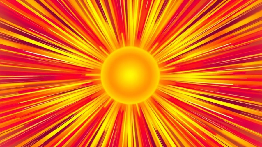 Energetic abstract sunburst illustration in vivid orange hues.