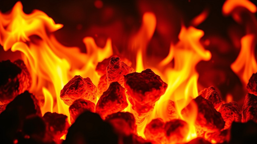 Intense glowing embers at Buffalo Tro Southern Illinois University.