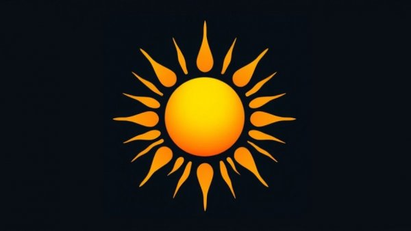 Bright sun symbol with orange and yellow hues, radiating energy.