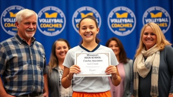 Ada Bley All-State Volleyball Team celebration with family.