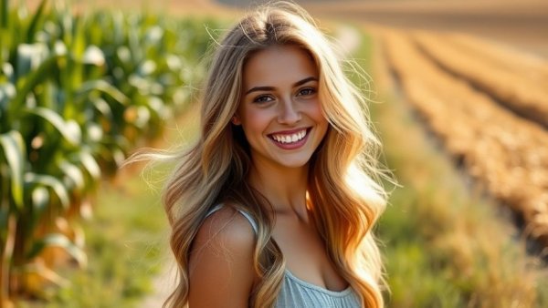 Valle Catholic High School Student of the Month smiling in a rural setting.