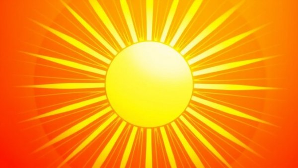 Stylized sunburst icon with radiating glow, abstract design