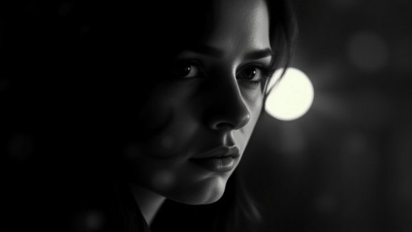 Double exposure portrait of a woman, artistic bokeh.