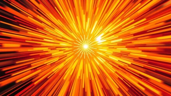 Vibrant sunburst with dynamic energy in bright hues representing St. Louis sports triumph.