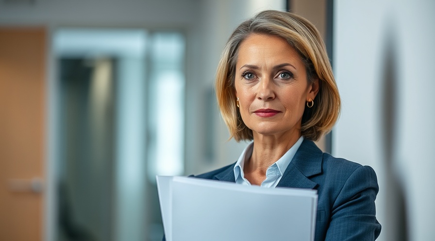 Determined woman in business attire advocating for healthcare fraud accountability.