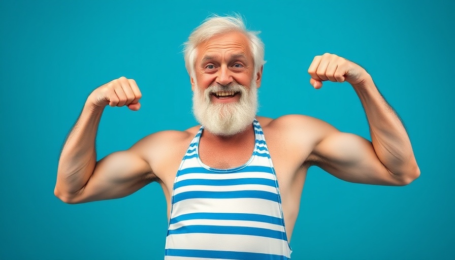 CoolSculpting event poster with man in striped swimsuit
