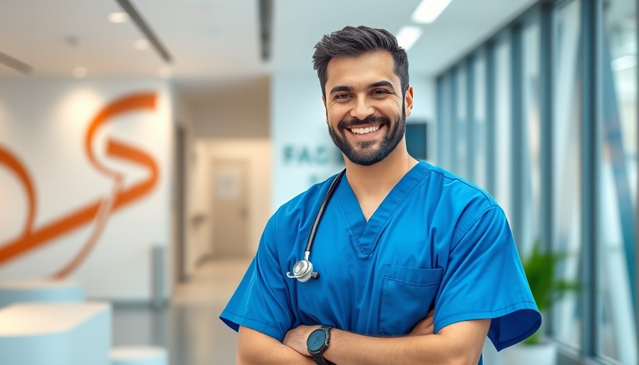 Professional man in clinic, promoting proven acne treatments.