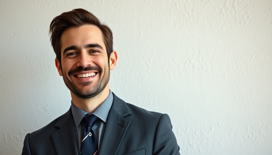 Confident man in a dark suit smiling, aesthetic plastic surgery professional