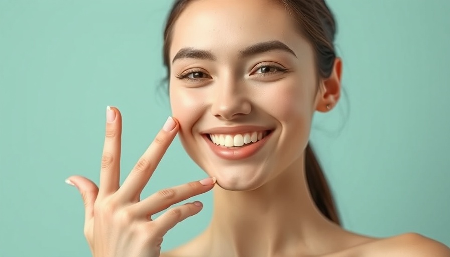 2025 skincare trends with a smiling woman showing fingers.