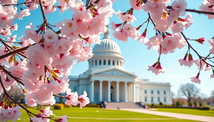 Cherry blossoms at Capitol dome, St. Louis small business theme