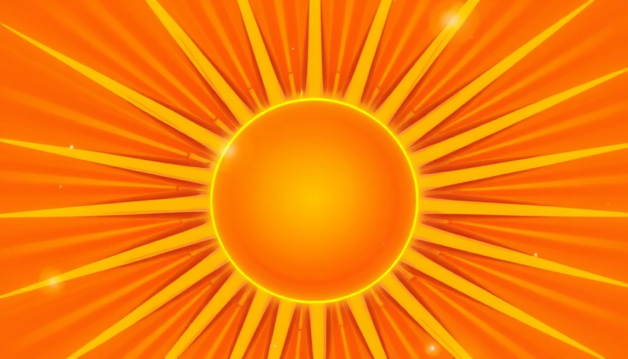 Radiant sun illustration with glowing colors, Things to do in Missouri.