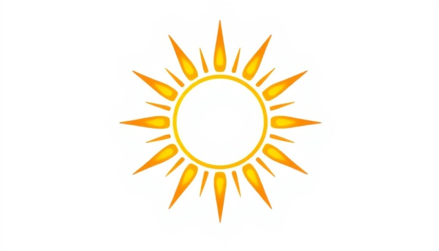 Bright sun logo with orange and yellow rays