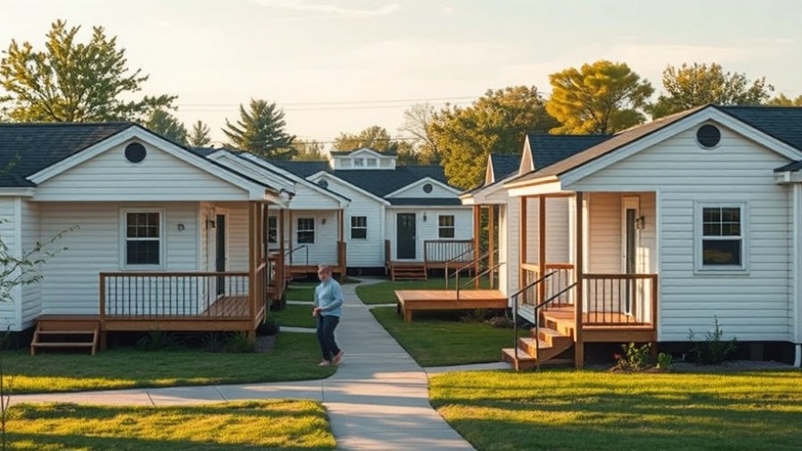 Modern tiny home village in Dayton, Ohio, showcasing community-focused, supportive housing.