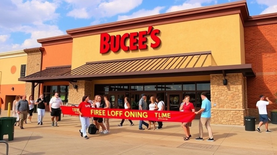 Buc-ee's grand opening date and time announcement banner