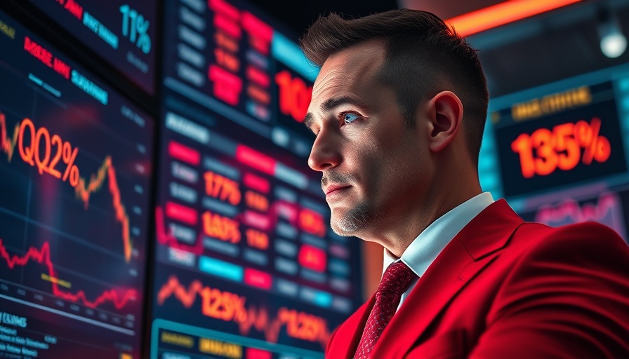 Financial expert analyzing investment strategies with stock data screens.
