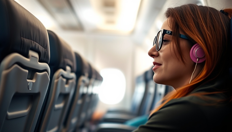 Travel essentials from Amazon: woman on airplane listening to music.