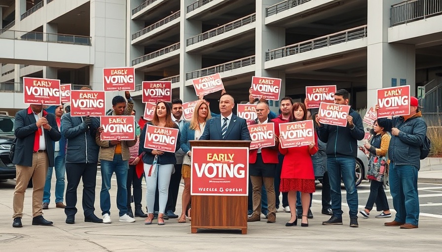 People at a press conference for early voting in Dayton.