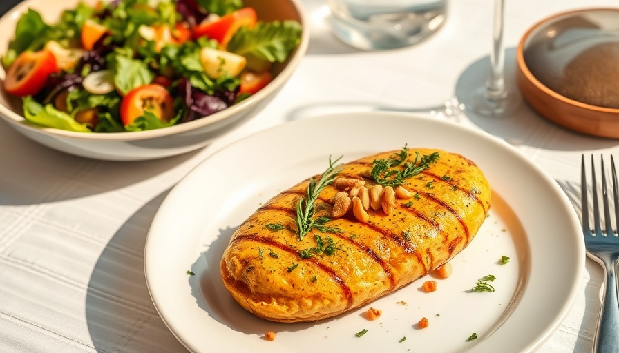 Vegan Sayadieh with side salad on white table setting.