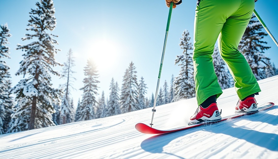 Skier wearing Flylow Chemical Men's Ski Pants skiing on a sunny day.