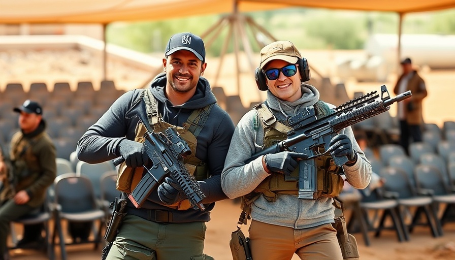 Tactical Games Iowa Regional Lessons: Two friends in tactical gear outdoors.