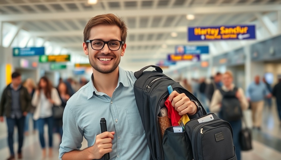 Organize travel essentials for a flight with a smart backpack.