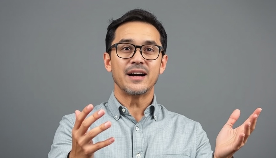 Middle-aged man speaking energetically about health and wellness.