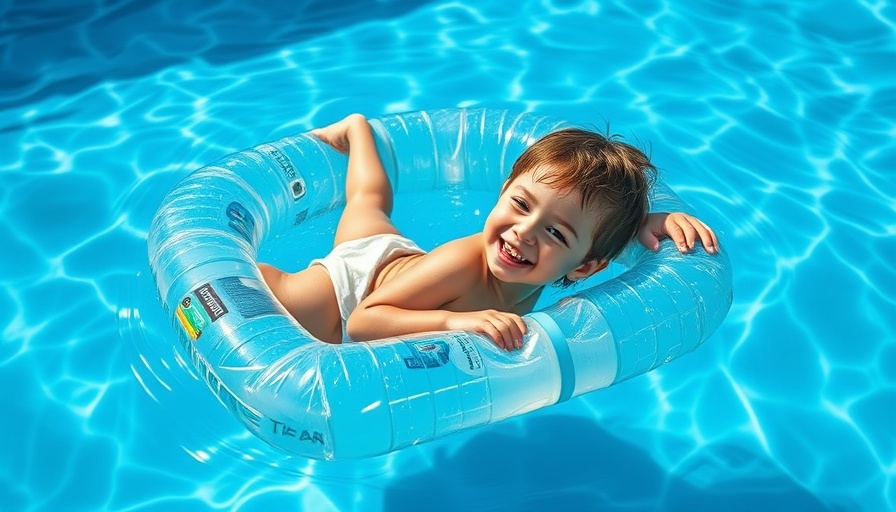 Child enjoying Kids Crafts with Recyclables on a pool raft.