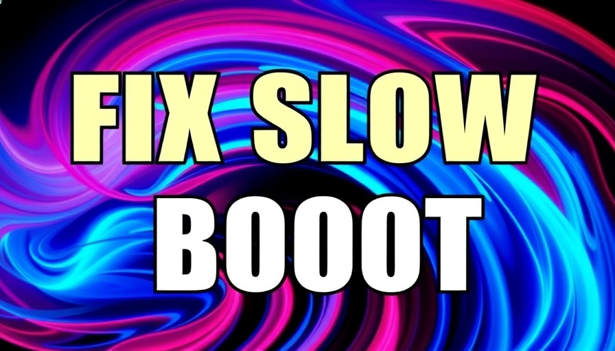Graphic for fixing slow boot times in Windows 11 with bold text and logo