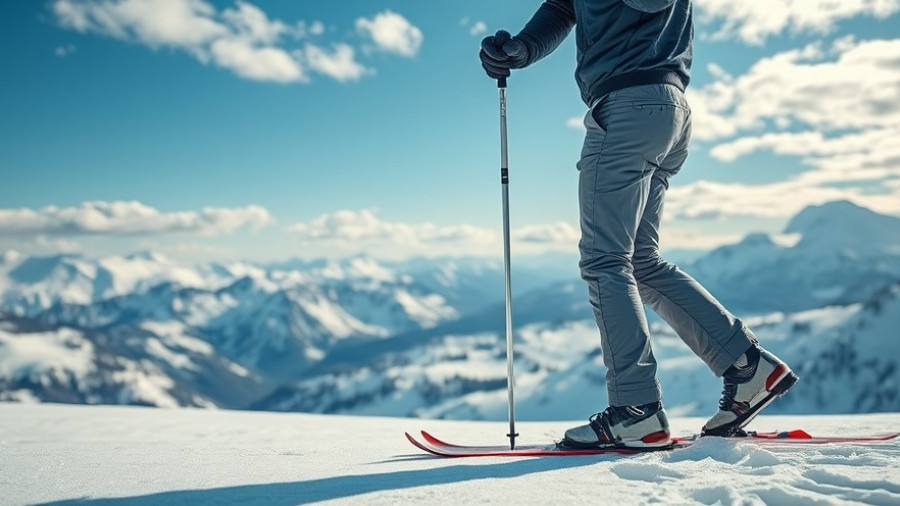 Skier in Stio Environ pants reviewing performance on snowy mountain.